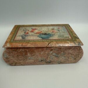 Vintage Marble Trinket Box With Lid Red Jasper Natural Stone Beautiful